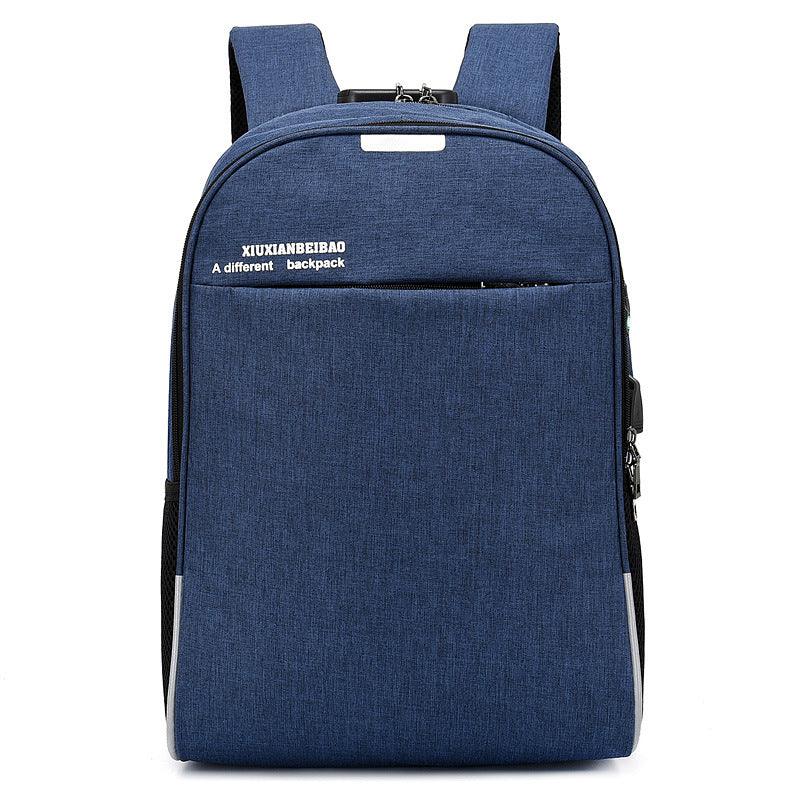 Super Smart Anti-Theft Security Lock BackPack With USB Charging Port-Blue - Obeezi.com