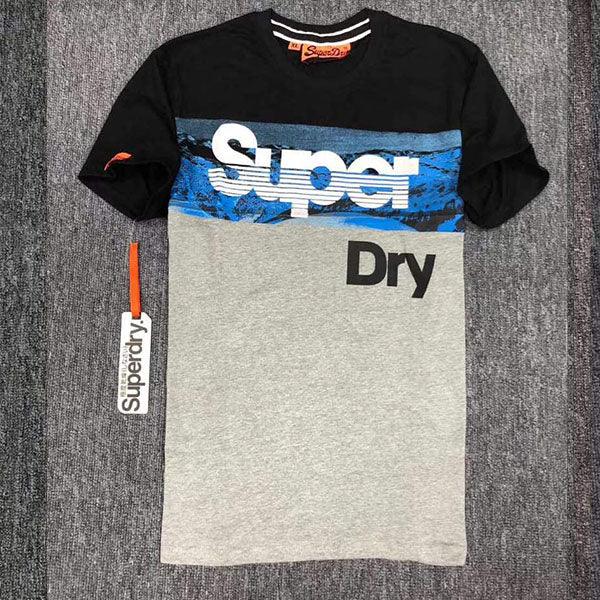 Superdry Mens Bay Stripe Polo Shirt Black and Blue - Obeezi.com