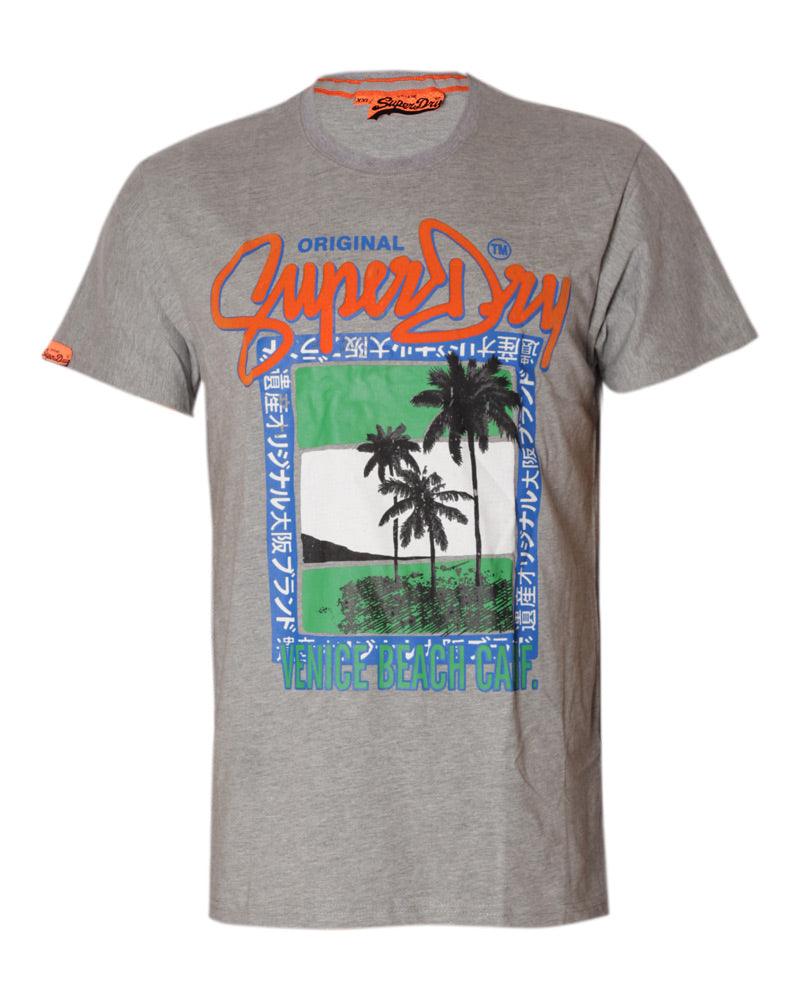 SuperDry Venice Beach Calif Short Sleeve T-shirts-Ash - Obeezi.com