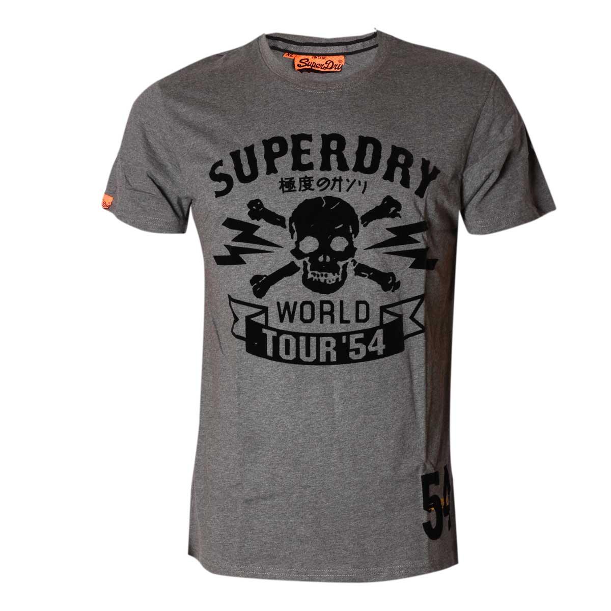 SuperDry World tour 54 T shirt Ash - Obeezi.com
