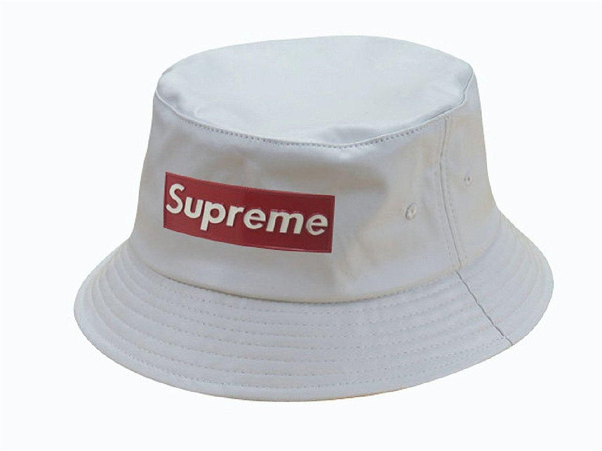 Supreme cotton embroidered Logo Bucket Hat -White - Obeezi.com