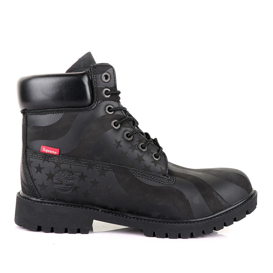 Supreme Timberland Limited Edition Usa Black Hightop boots - Obeezi.com