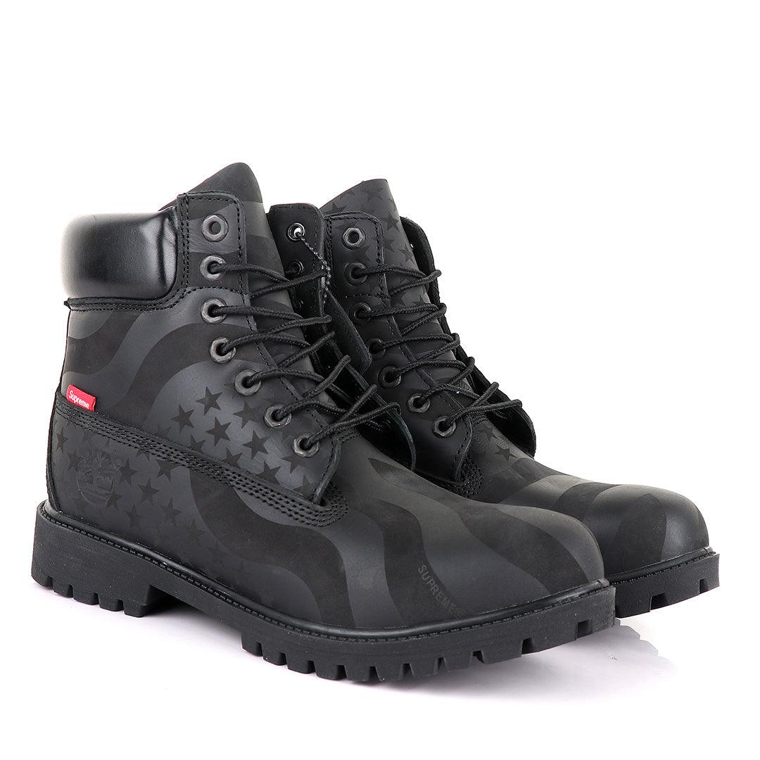 Supreme Timberland Limited Edition Usa Black Hightop boots - Obeezi.com