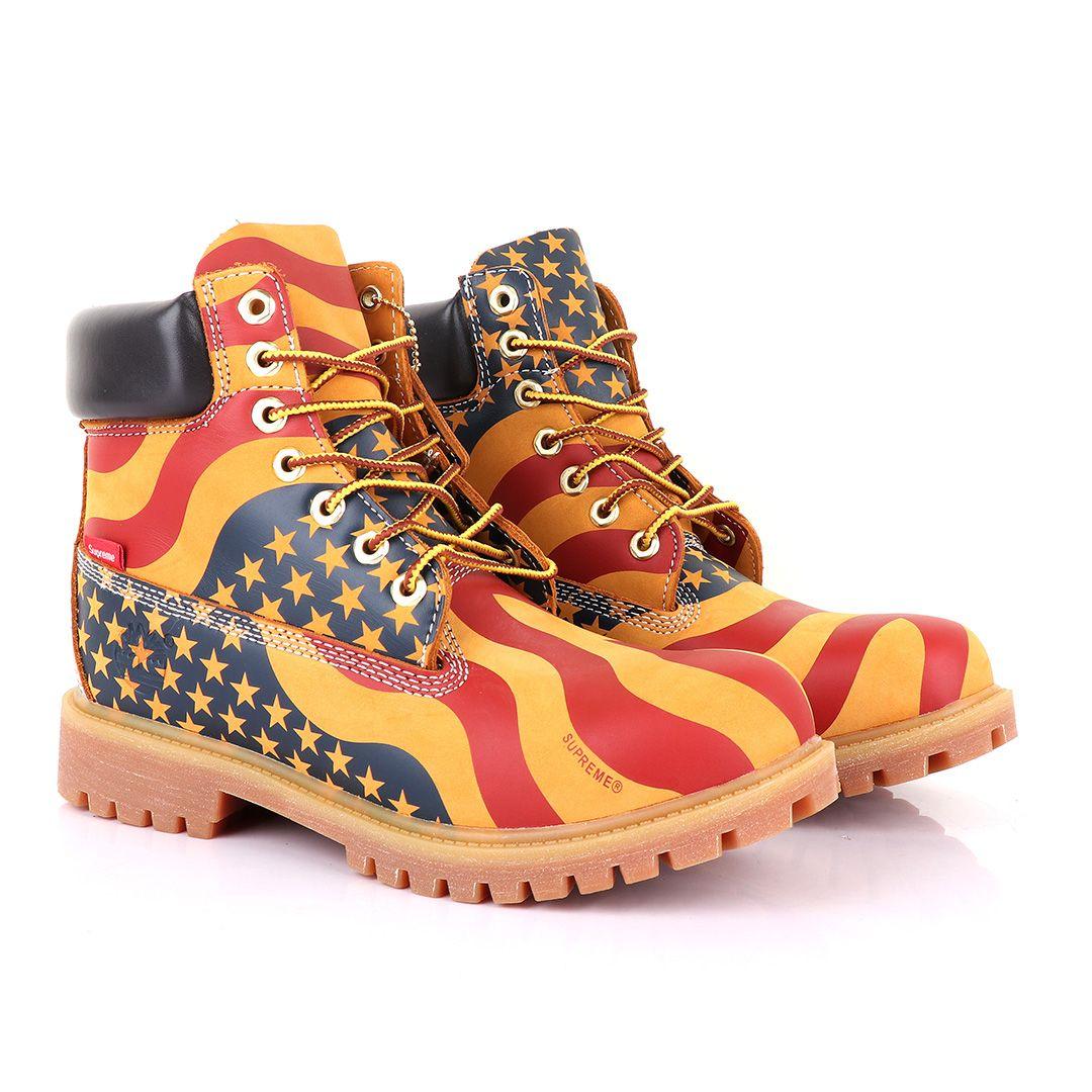 Supreme Timberland Limited Edition Usa Brown Hightop boots - Obeezi.com