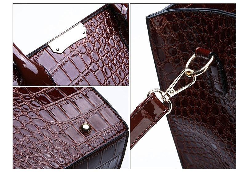 Swans Croc Patent Leather Woman wine Handbags - Obeezi.com