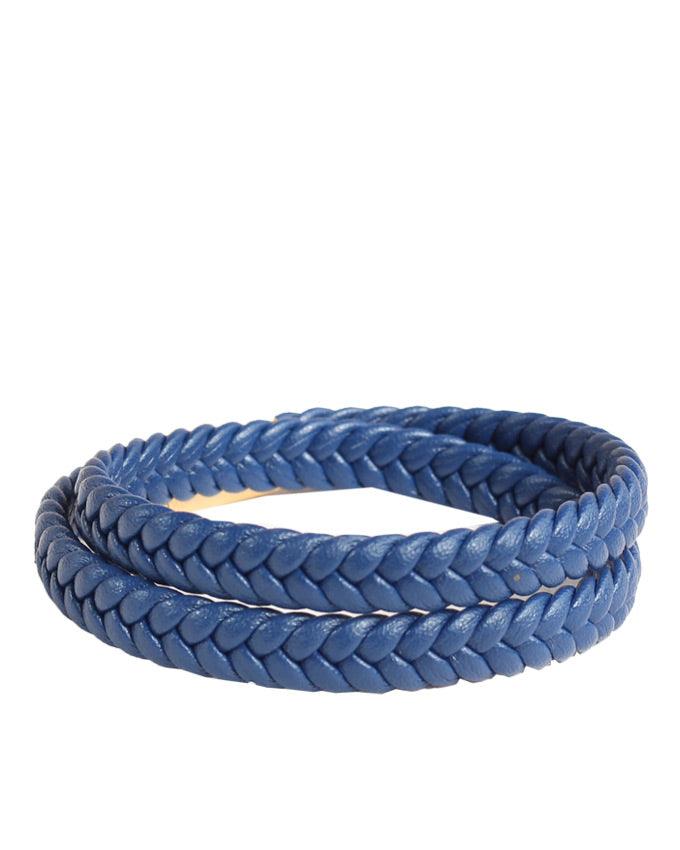 Tateossian Monte Carlo Leather Bracelet Blue - Obeezi.com