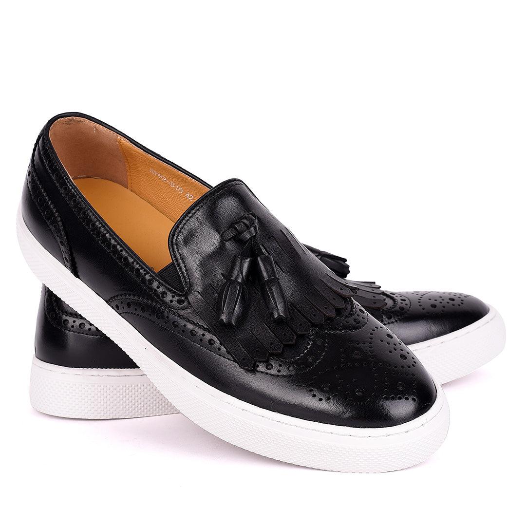 Taylors Tassel And Fringe Brogues Designed Men's Sneakers Shoe- Black - Obeezi.com