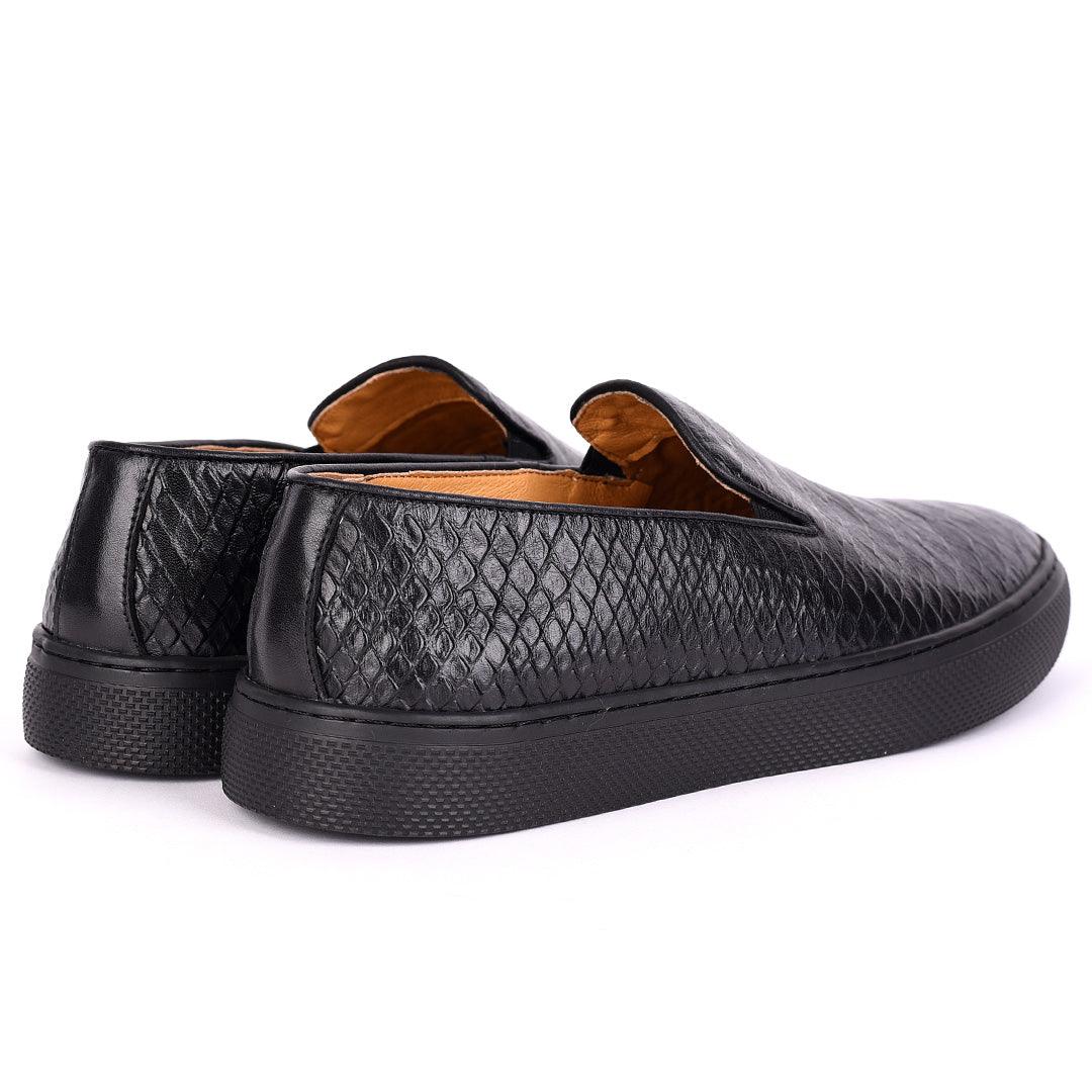 Terry Taylors All Black Crocodile Skin Leather Men's Sneaker Shoe - Obeezi.com