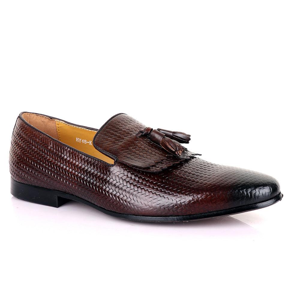 Terry Taylors Basket Lashes Tassel Coffee Leather Shoe - Obeezi.com