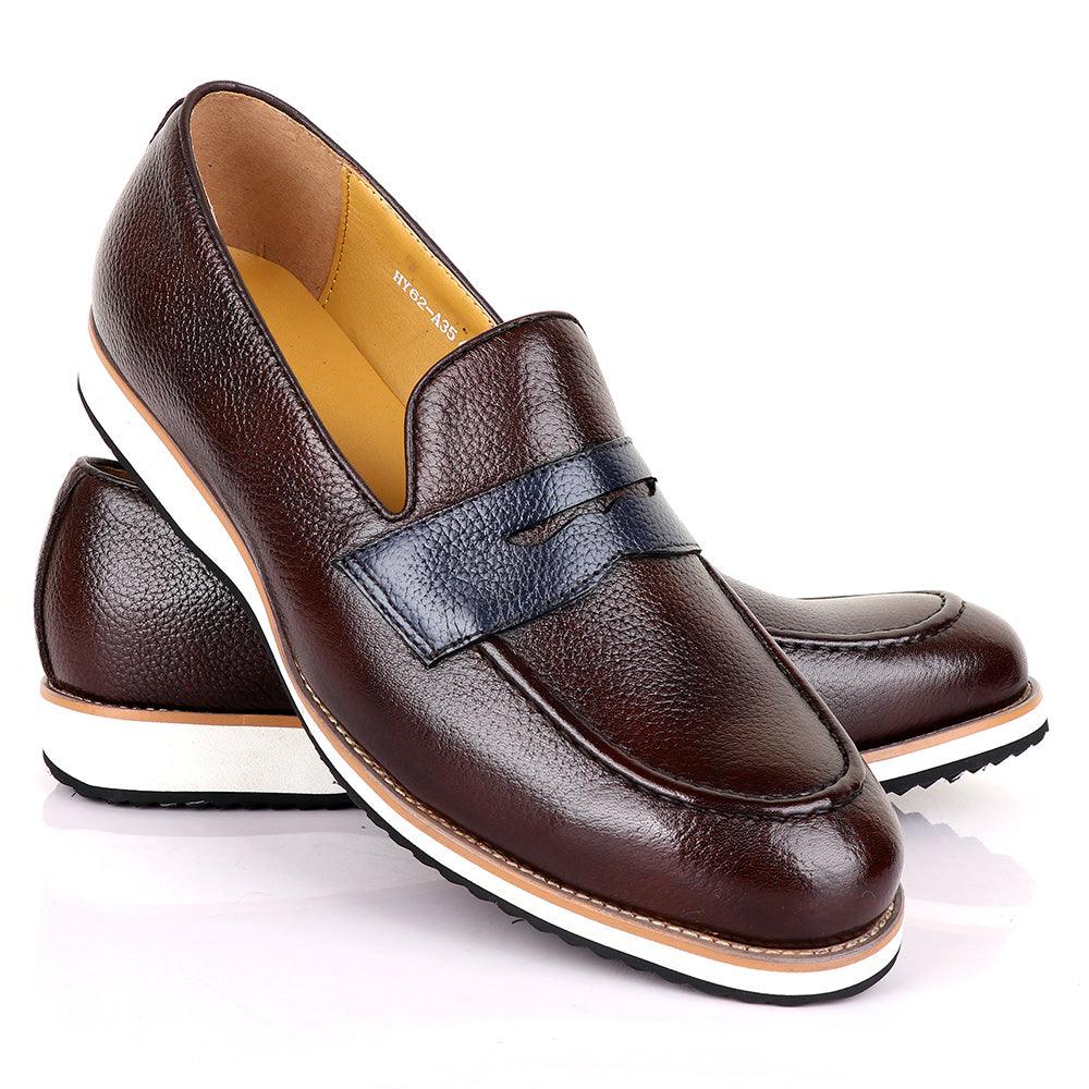 Terry Taylors Classic Coffee With Blue Leather Formal Shoe - Obeezi.com