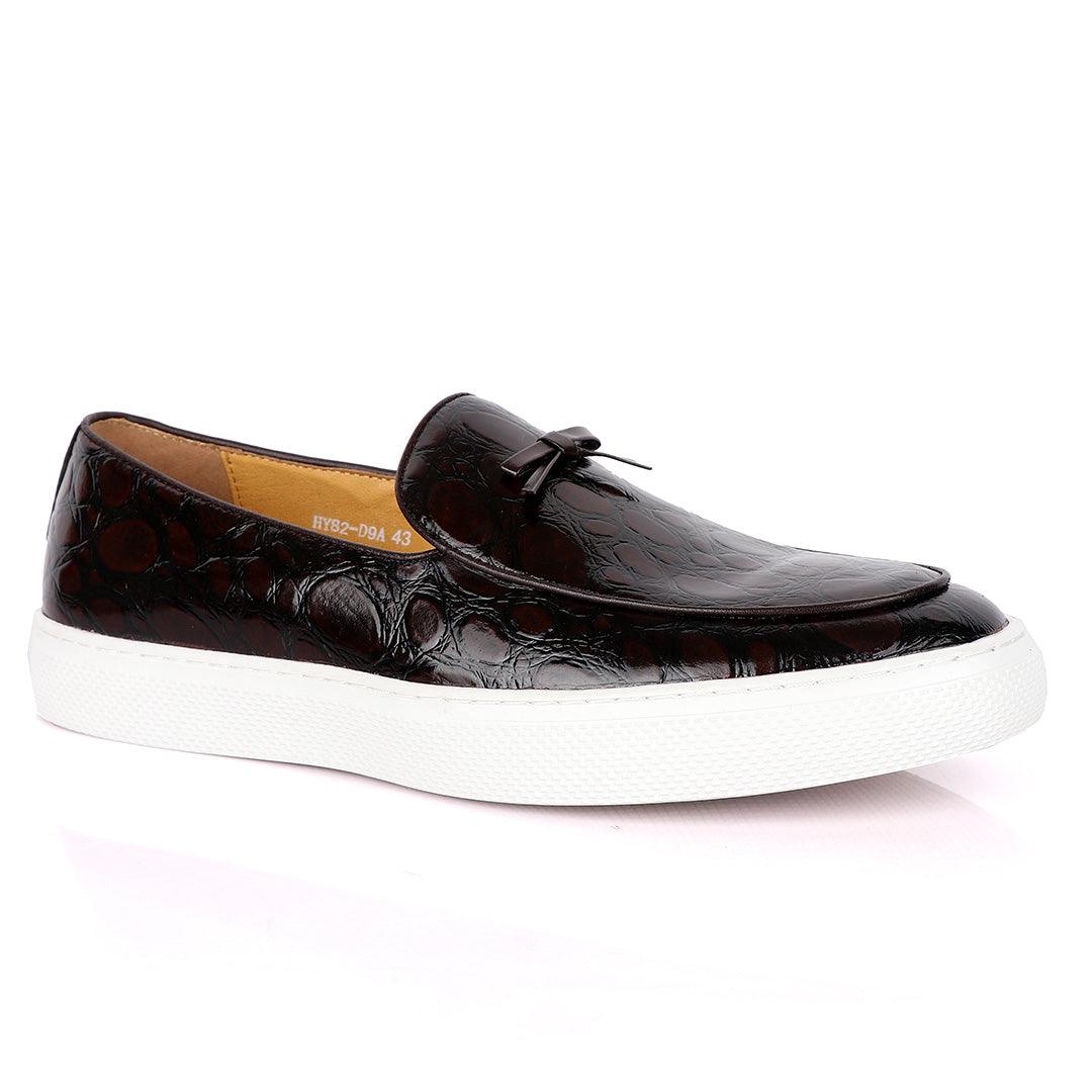 Terry Taylors Classic Glossy Coffee Pattern Sneakers Shoe - Obeezi.com