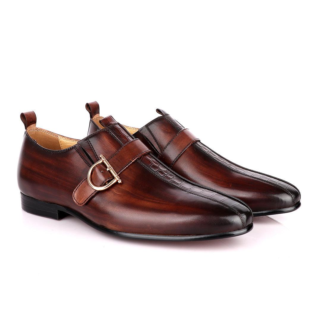 Terry Taylors Coffee Brown Side Buckle Formal Shoe - Obeezi.com