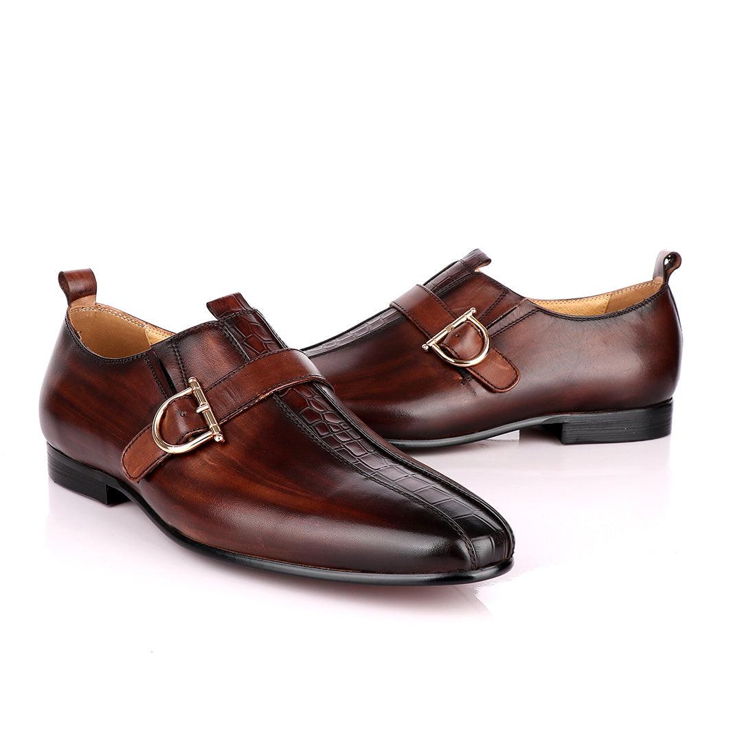 Terry Taylors Coffee Brown Side Buckle Formal Shoe - Obeezi.com