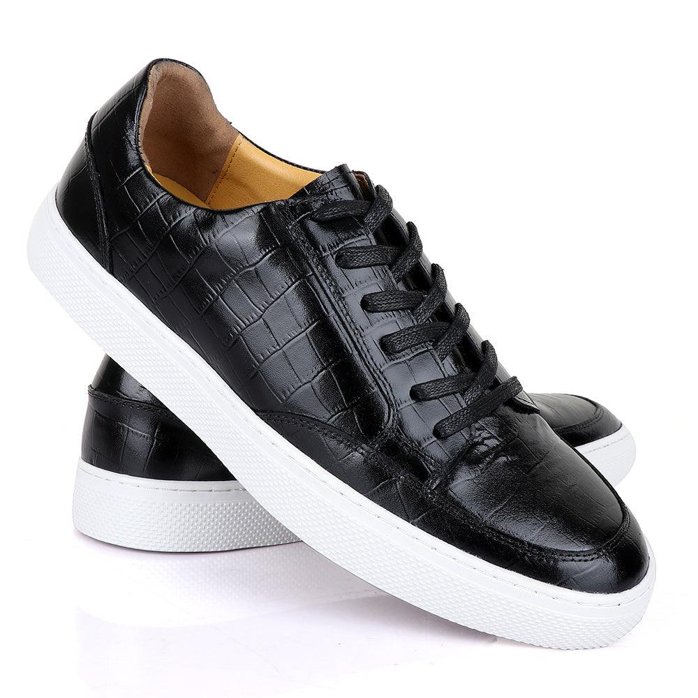 Terry Taylors Cooperate Black Leather Sneaker Shoe - Obeezi.com