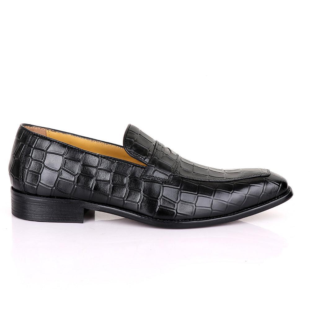 Terry Taylors Croc Black Leather Formal Shoe - Obeezi.com