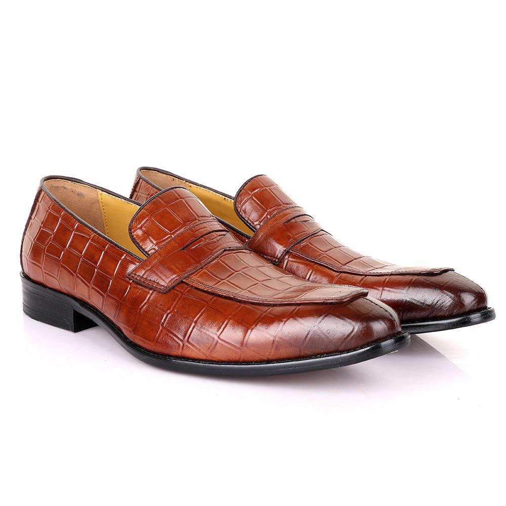 Terry Taylors Croc Brown Leather Formal Shoe - Obeezi.com
