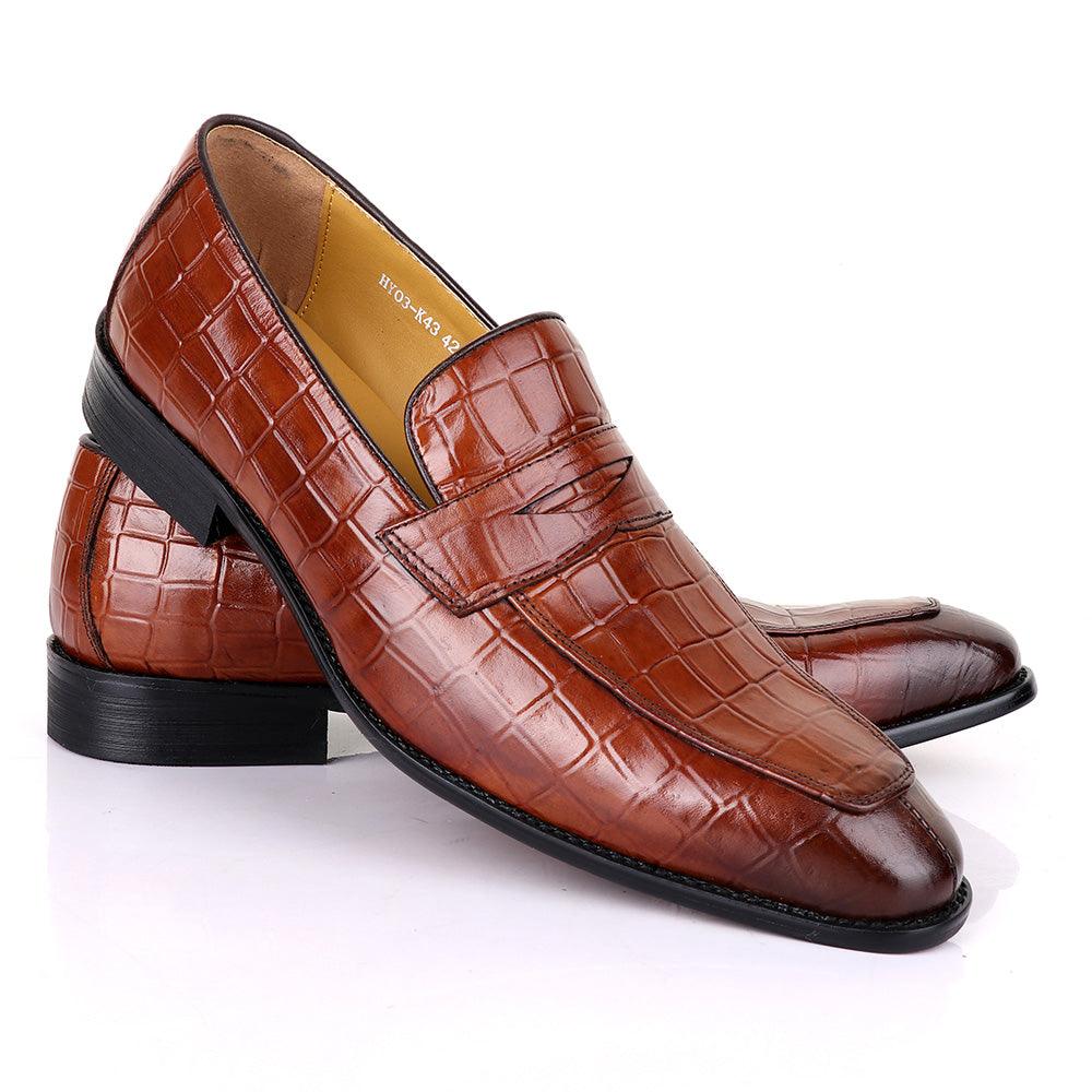 Terry Taylors Croc Brown Leather Formal Shoe - Obeezi.com