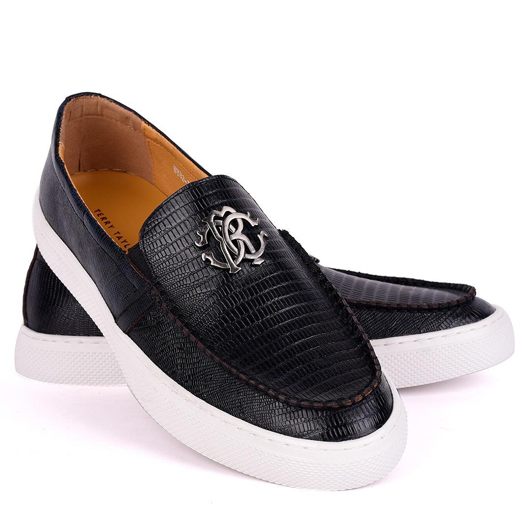 Terry Taylors Designed Leather Men's Sneaker Shoe-Black - Obeezi.com