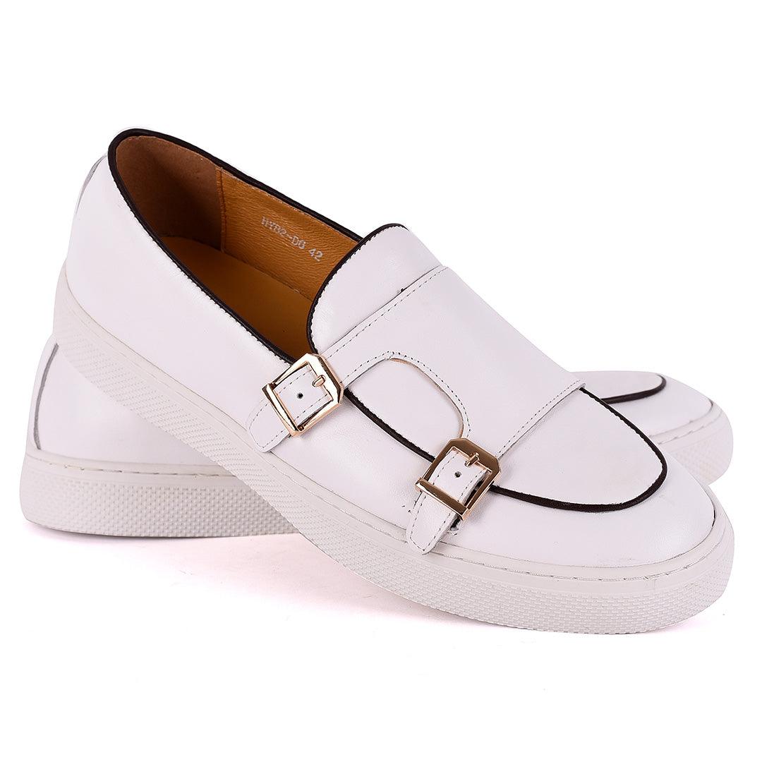 Terry Taylors Double Monk Strap Men's Sneaker Shoe- White - Obeezi.com
