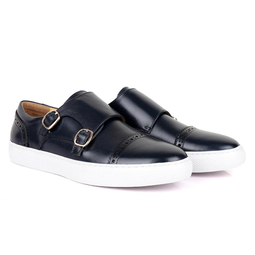 Terry Taylors Double Strap Blue Leather Sneaker Shoe - Obeezi.com