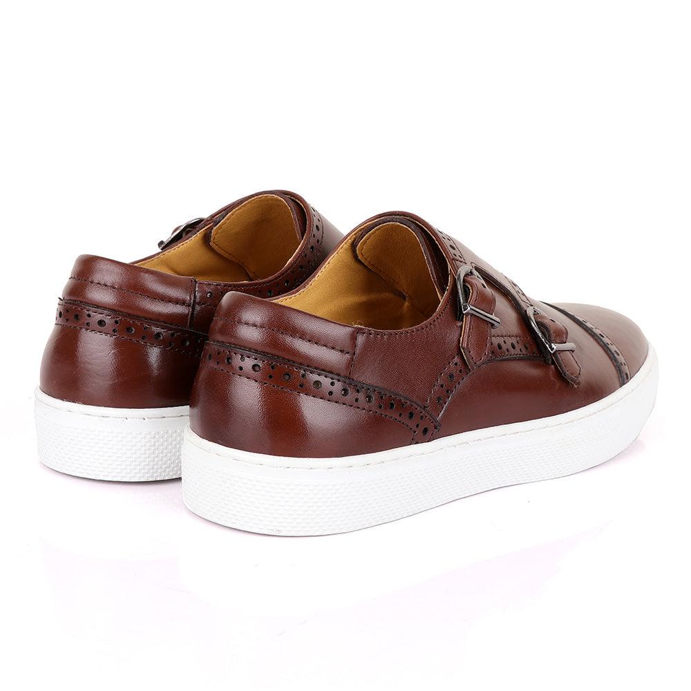 Terry Taylors Double Strap Brown Leather Sneaker Shoe - Obeezi.com