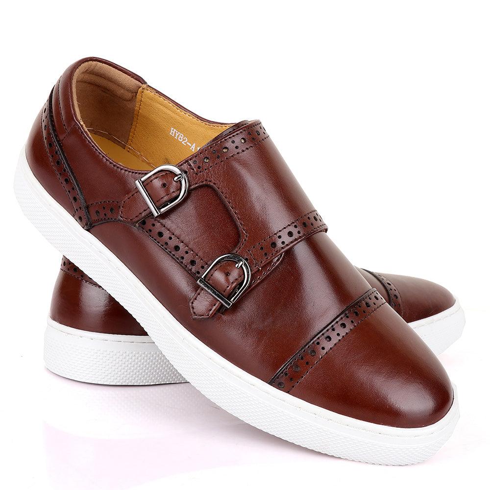Terry Taylors Double Strap Brown Leather Sneaker Shoe - Obeezi.com