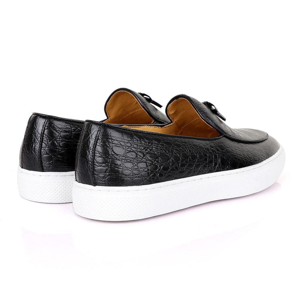 Terry Taylors Exotic Black Leather Sneaker Shoe - Obeezi.com