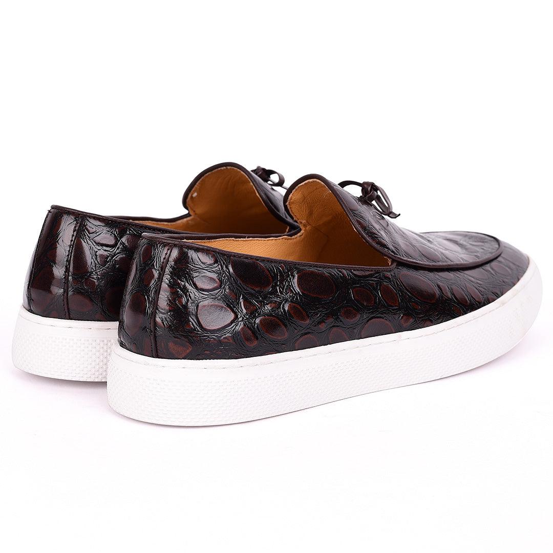 Terry Taylors Exotic Coffee Leather Men's Sneaker Shoe - Obeezi.com