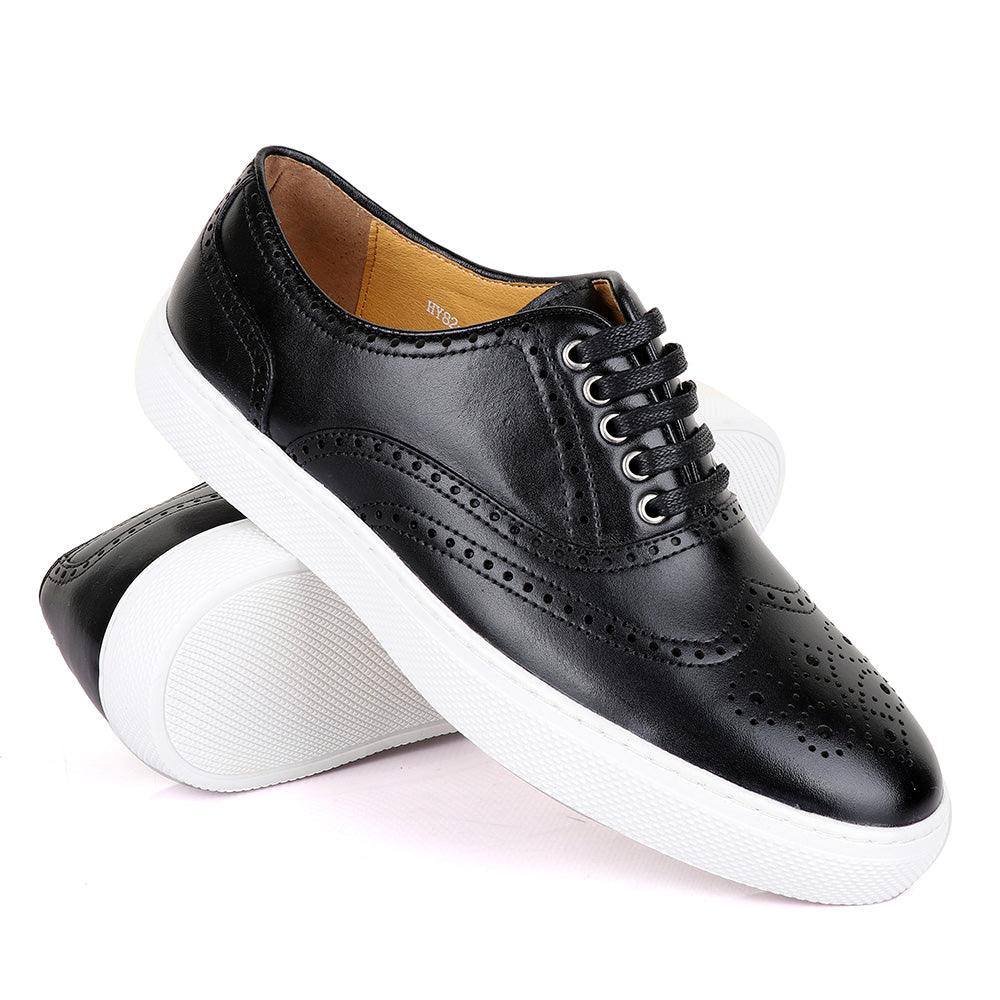Terry Taylors Exotic Oxford Black Leather Sneaker Shoe - Obeezi.com