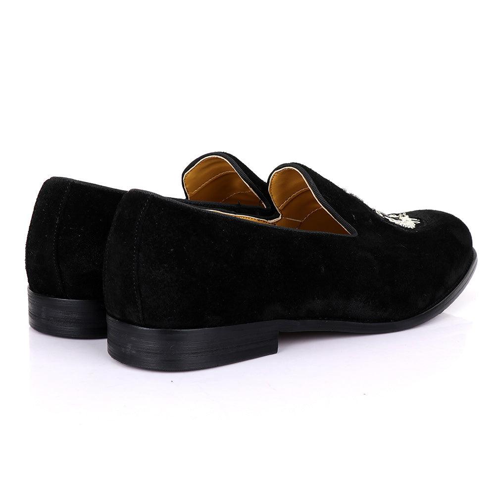 Terry Taylors Exotic Suede Black Crested Shoes - Obeezi.com