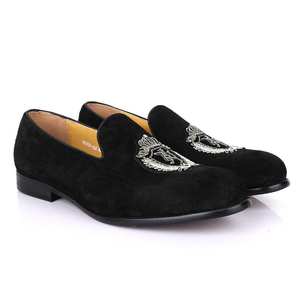 Terry Taylors Exotic Suede Black Crested Shoes - Obeezi.com