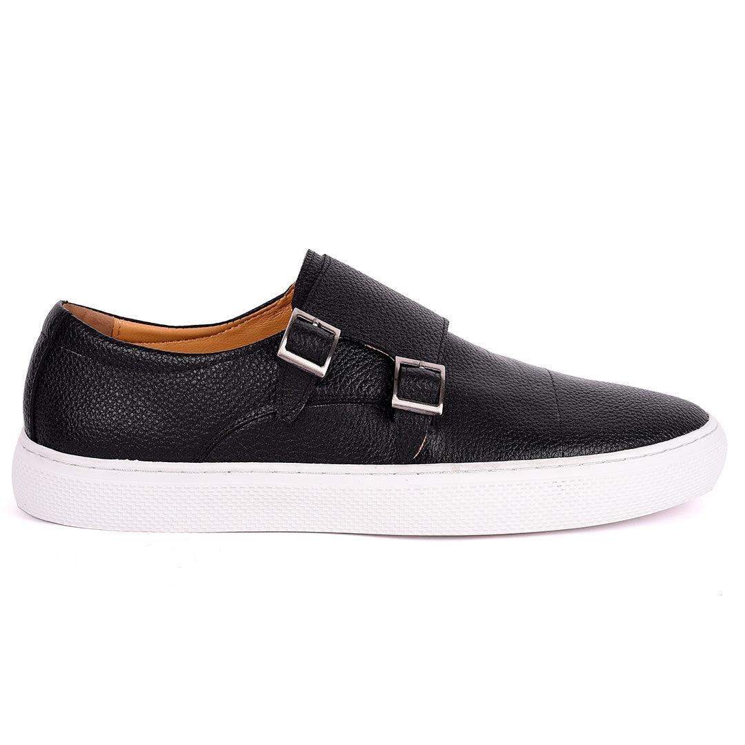 Terry Taylors Exquisite Leather Double Strap Sneaker Shoe- Black - Obeezi.com