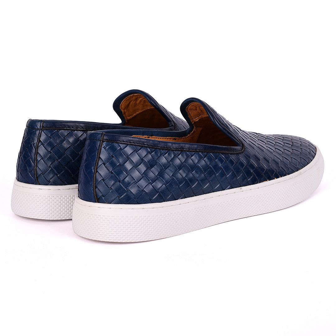 Terry Taylors Full Woven Leather Corporate Sneaker-Royal Blue - Obeezi.com