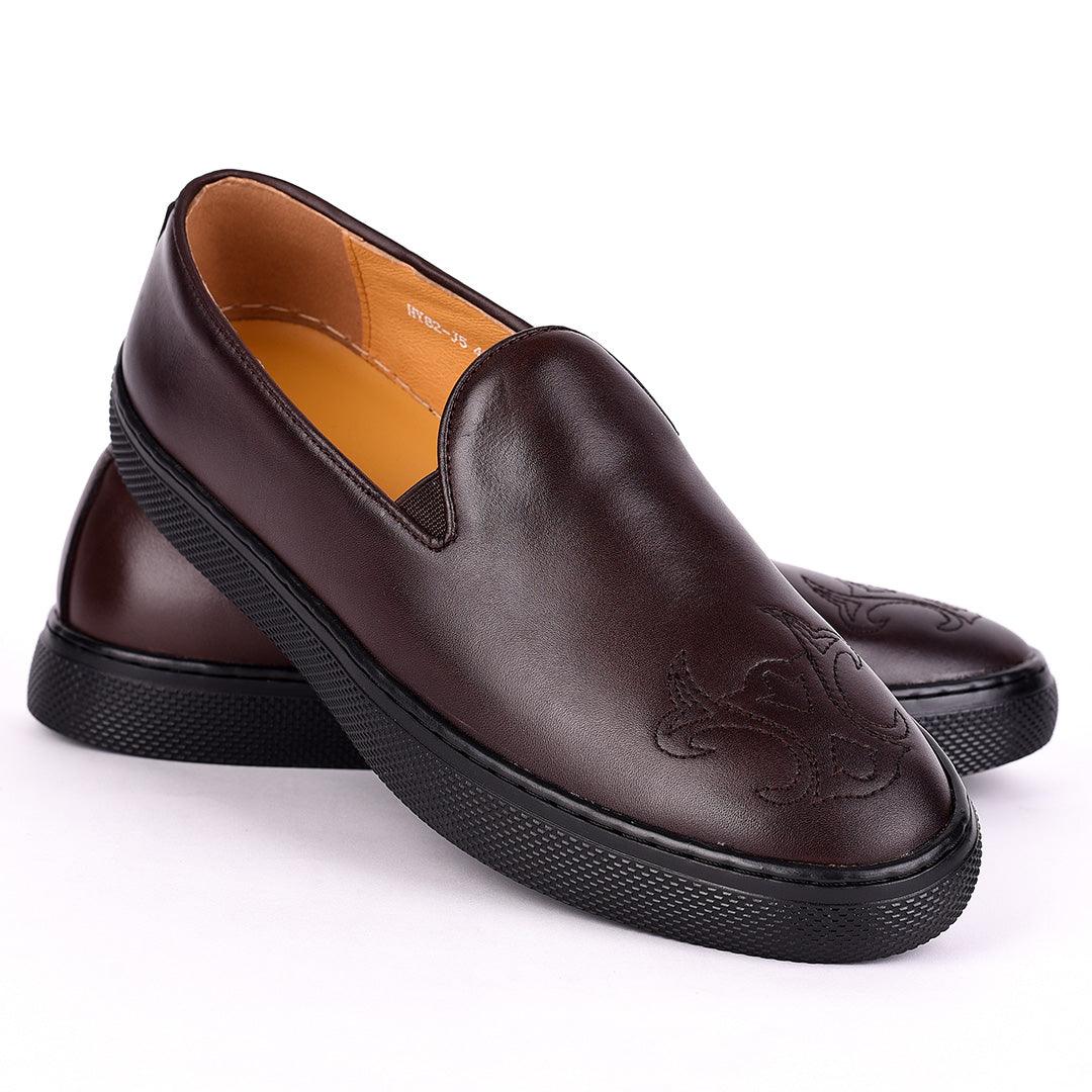 Terry Taylors Genuine Leather Men's Sneaker Shoe- Coffee - Obeezi.com