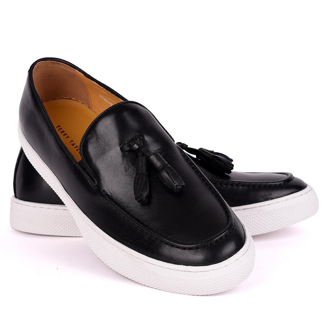 Terry Taylors Genuine Leather Tassel Mode Men's Sneaker Shoe- Black - Obeezi.com