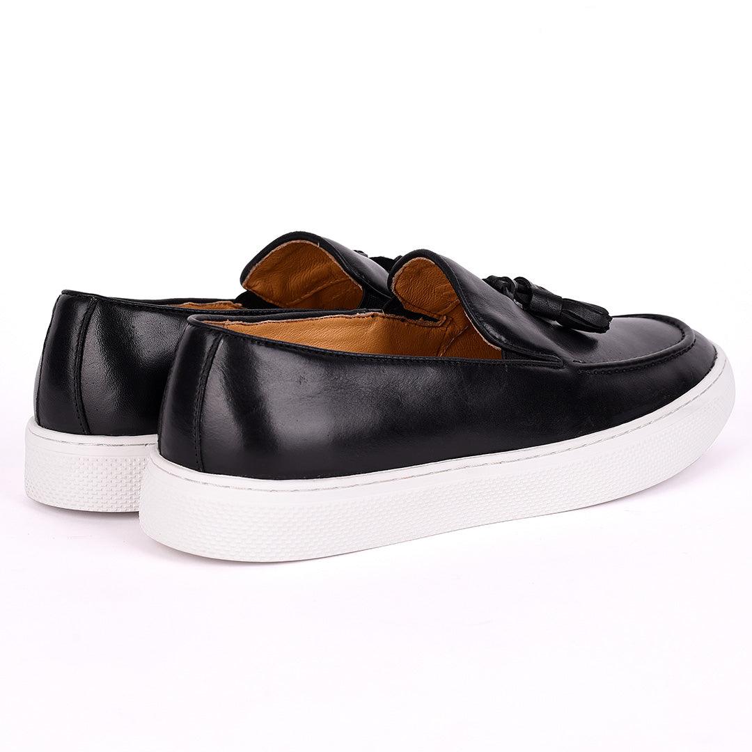 Terry Taylors Genuine Leather Tassel Mode Men's Sneaker Shoe- Black - Obeezi.com