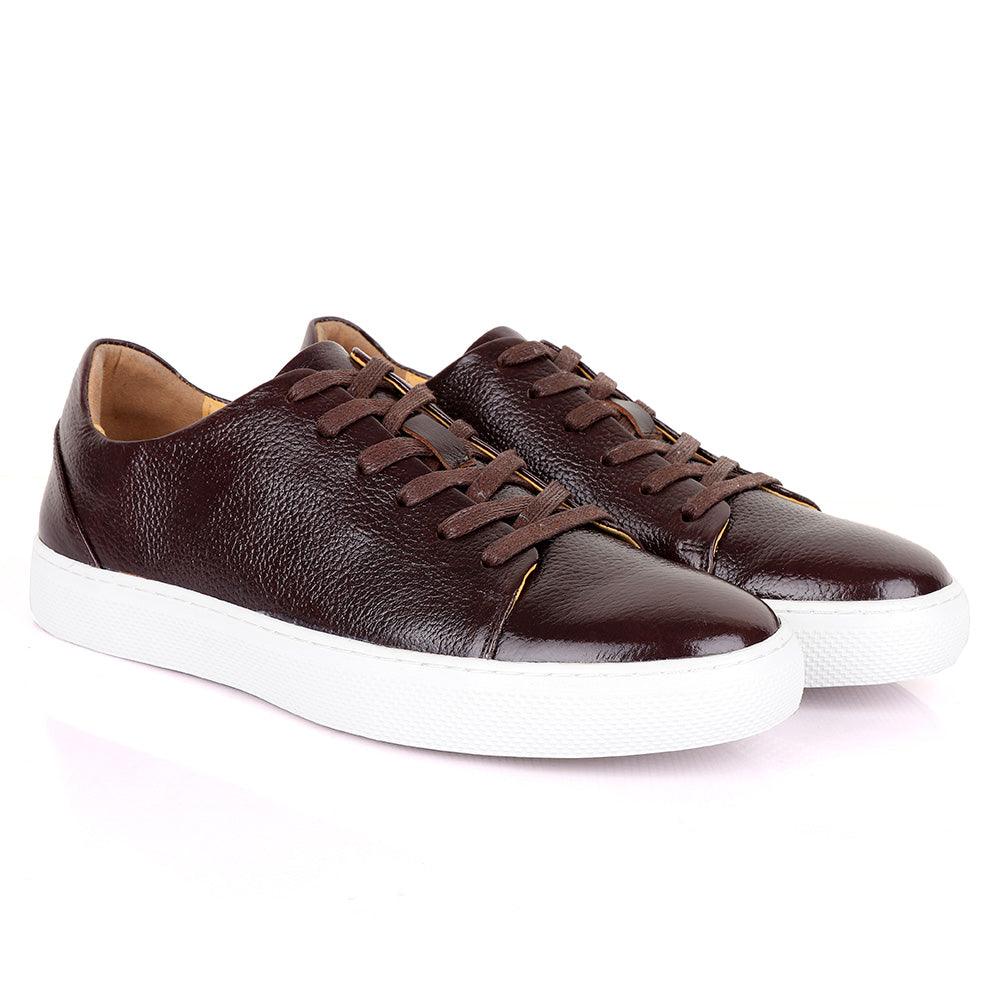 Terry Taylors Laceup coffee With White Sneakers shoe - Obeezi.com
