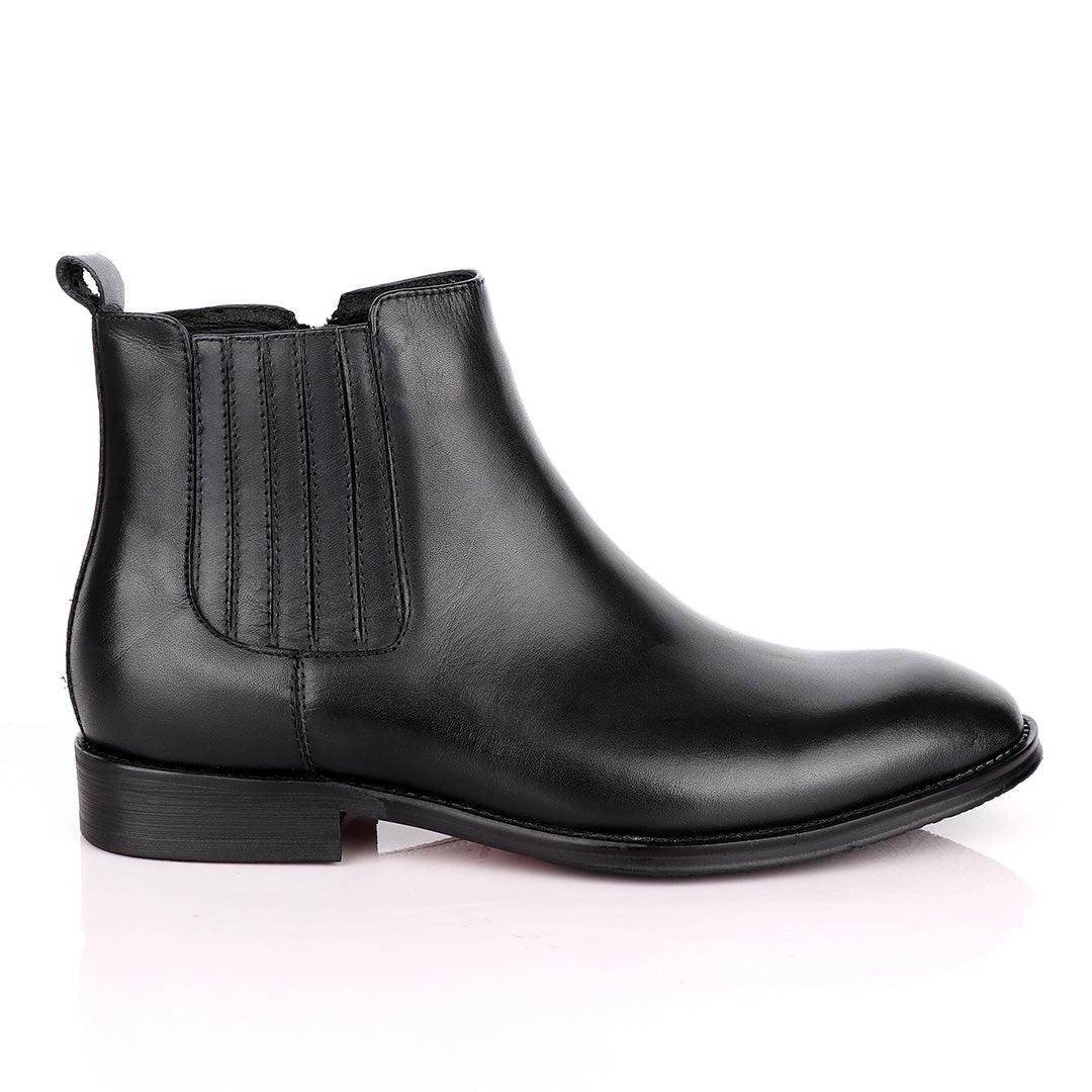 Terry Taylors Leather Black Zip up Formal Boot. - Obeezi.com