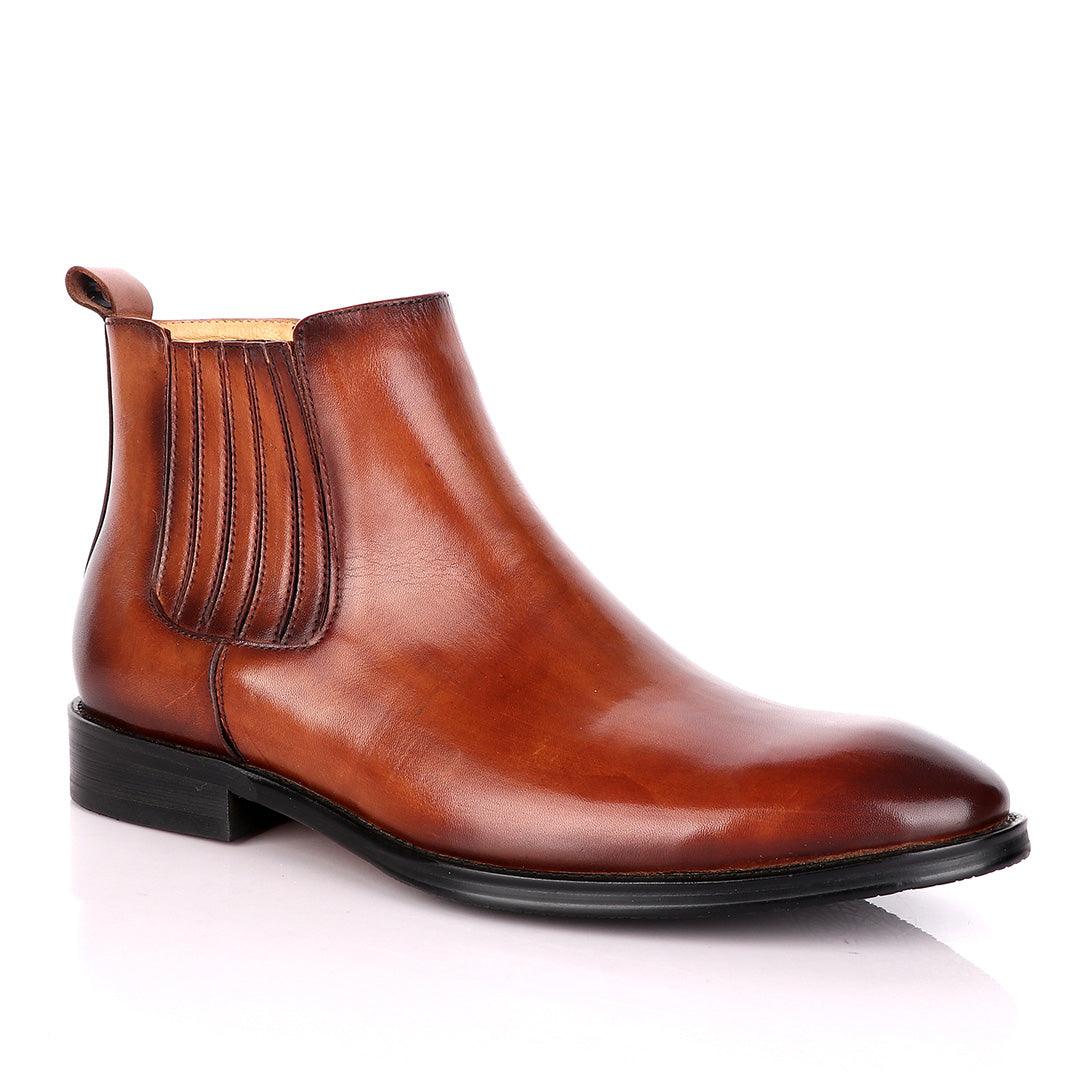 Terry Taylors Leather Brown Zip up Formal Boot. - Obeezi.com