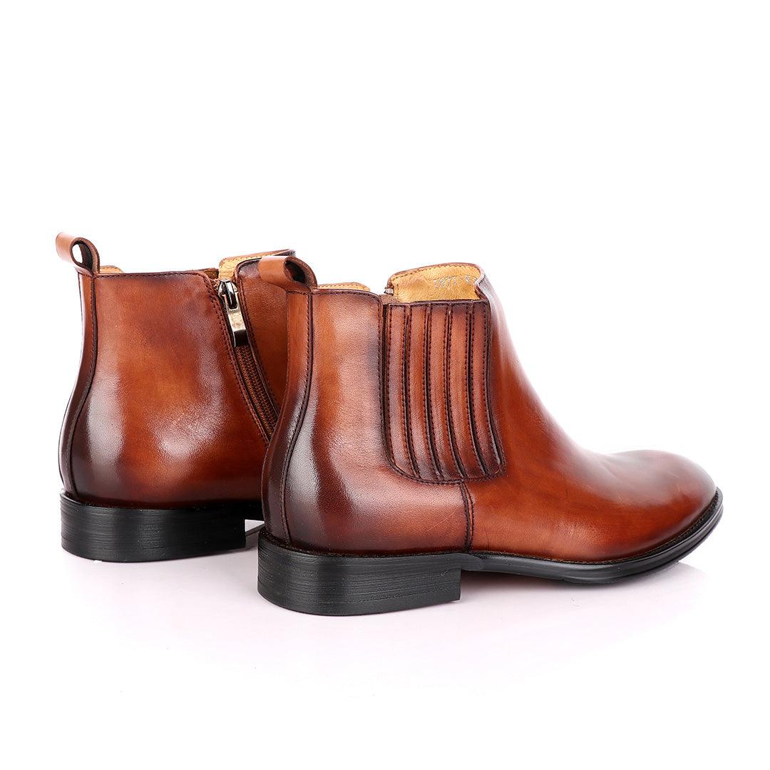 Terry Taylors Leather Brown Zip up Formal Boot. - Obeezi.com