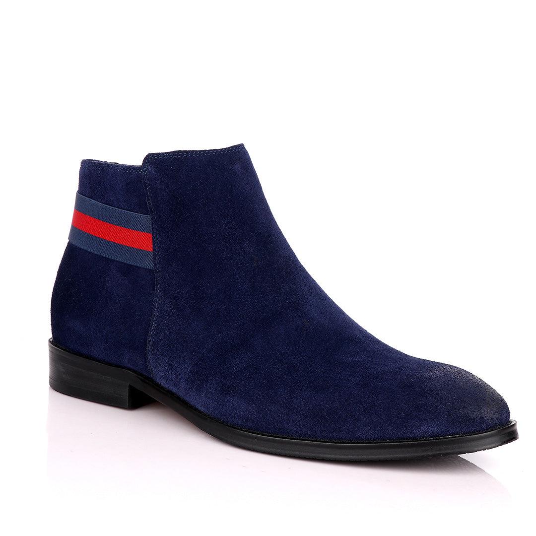 Terry Taylors Navy Blue Suede Chelsea Formal Boot. - Obeezi.com