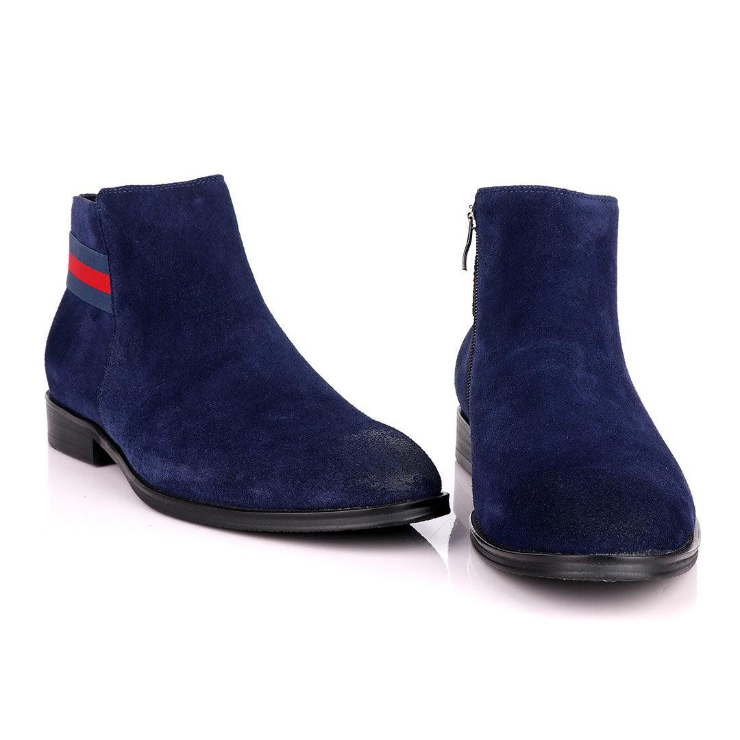 Terry Taylors Navy Blue Suede Chelsea Formal Boot. - Obeezi.com