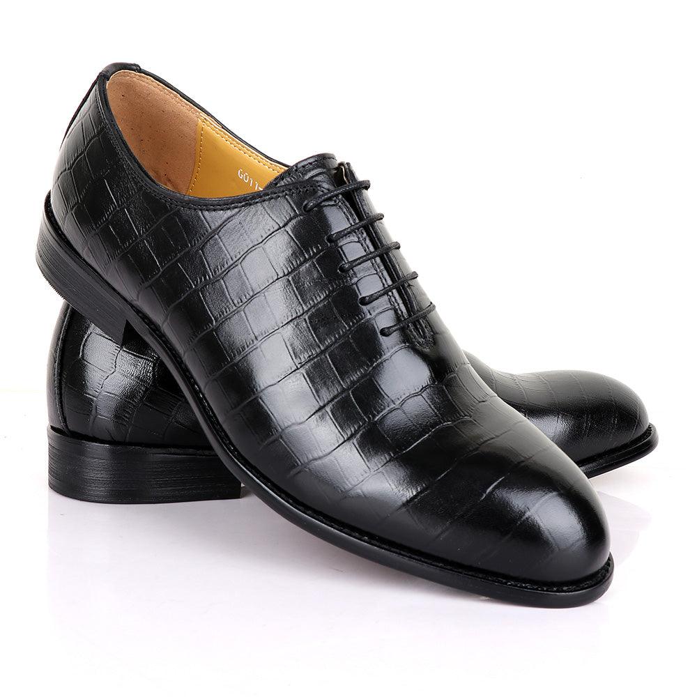 Terry Taylors Oxford Block Black Leather Shoe - Obeezi.com