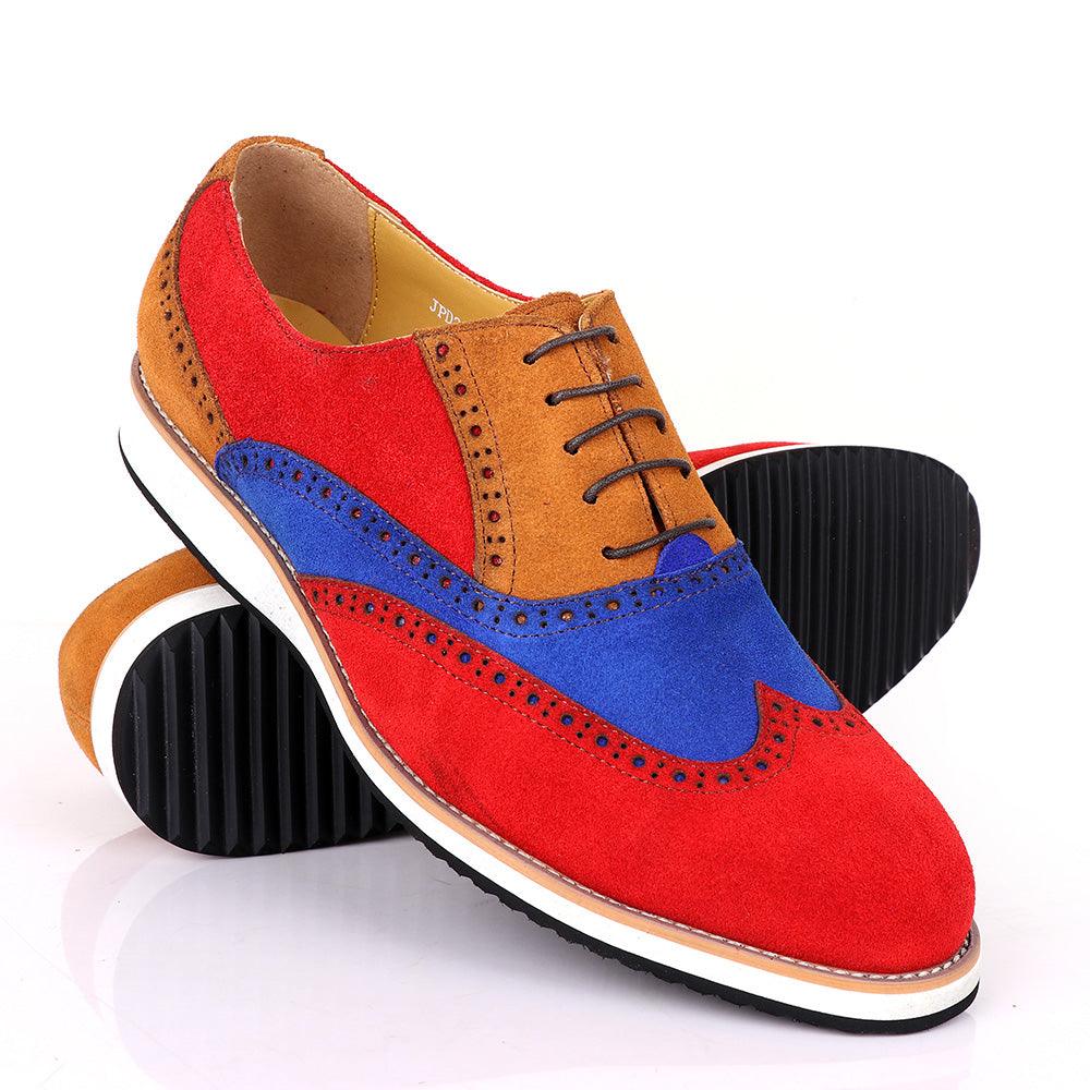 Terry Taylors Oxford Red with Blue And Brown Mix shoe - Obeezi.com