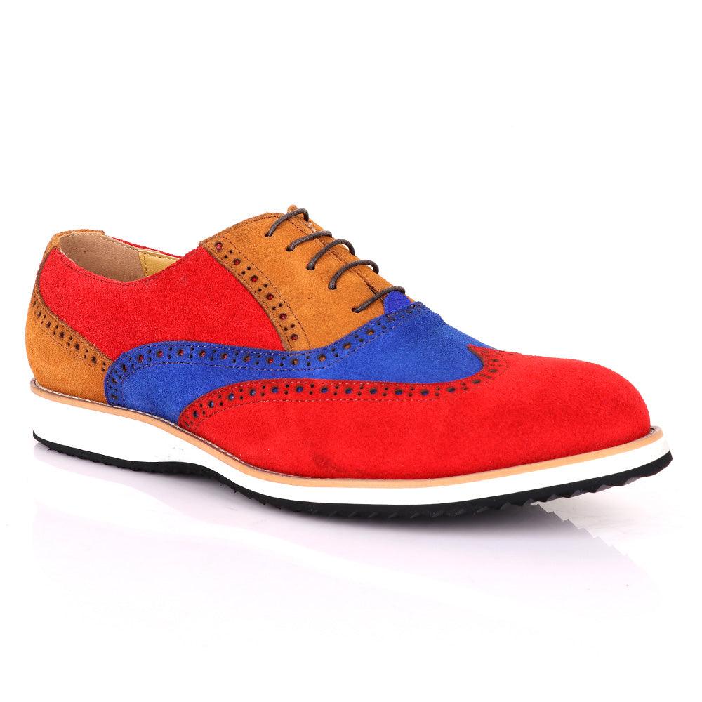 Terry Taylors Oxford Red with Blue And Brown Mix shoe - Obeezi.com