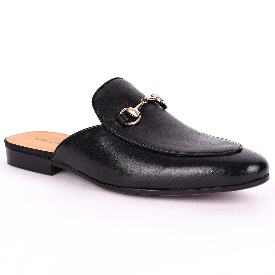 Terry Taylors Plain Leather With Chain Designed Men's Half Shoe- Black - Obeezi.com