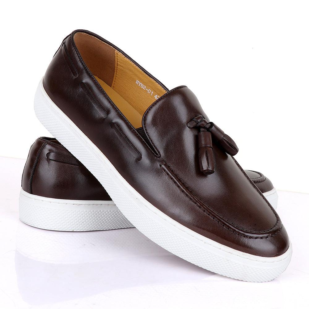 Terry Taylors Side Lace coffee With Tassel Sneakers shoe - Obeezi.com