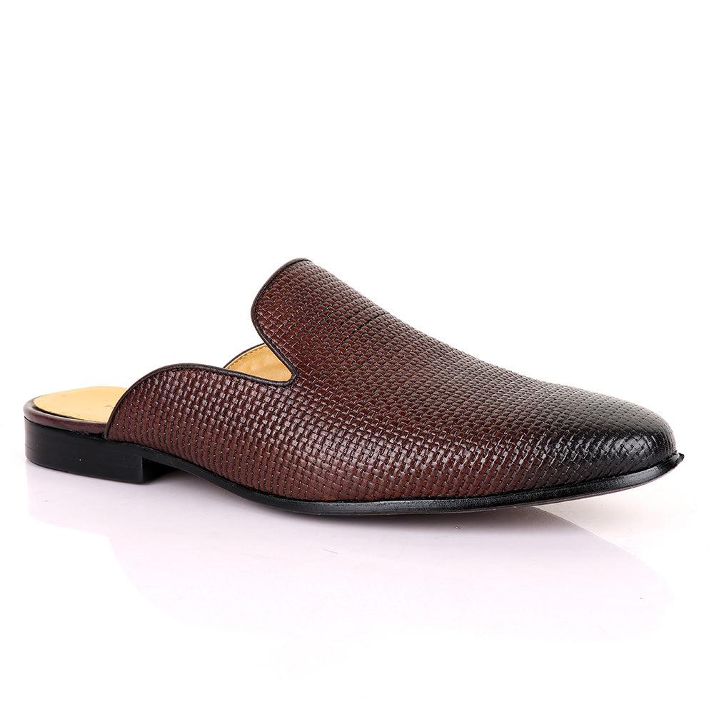 Terry Taylors Woven Coffee Mole Brown Leather Half Shoe - Obeezi.com