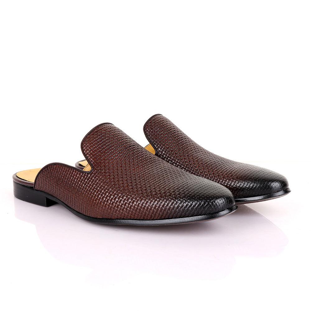 Terry Taylors Woven Coffee Mole Brown Leather Half Shoe - Obeezi.com