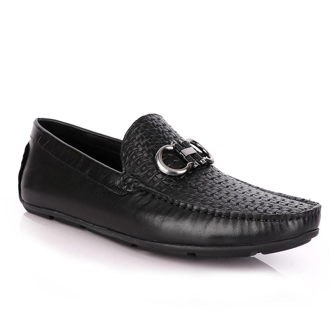Terry Taylors Woven Top Leather Black Drivers - Obeezi.com